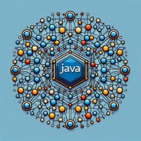 Abstract HashSet in Java with interconnected nodes unique elements and logo