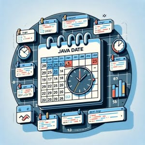 Calendar page with Java date code clocks and Java logo