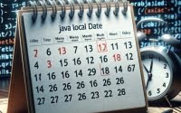 Calendar with Java code representing Java LocalDate