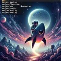 Image demonstrating the mv command in a Linux terminal focusing on file moving and renaming operations