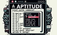 Image of a Linux terminal illustrating the installation of the aptitude command for package management on Debian-based systems