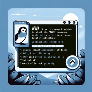 Image of a Linux terminal illustrating the installation of the awk command for text processing