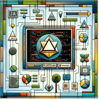 Java enum code art with symbolic illustrations and logo