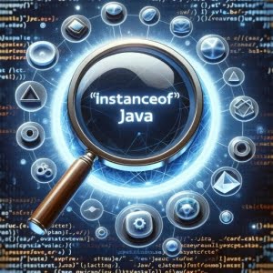 Magnifying glass highlighting instance of in Java code