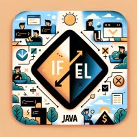 Split-screen graphic of if and else conditions in Java with code snippets