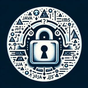 Stylized lock symbolizing Java final keyword with code and logo