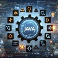 digital illustration focusing on operators used in Java programming like arithmetic logical and relational operators