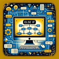 Bash else if statement depicted with logical flowchart elements symbolizing conditional decision-making