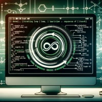 Graphic representation of a Bash for loop featuring circular loops and sequence indicators to highlight control flow in a script