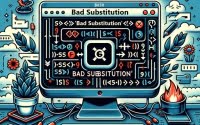 Graphic showing a bad substitution syntax error in Bash scripting on a terminal