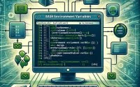 Illustration of Bash script using environment variables featuring system configuration elements