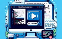 Illustration of how to run Bash script highlighting command lines and outputs on a computer interface