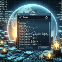 Digital illustration of Linux screen displaying logger command focusing on system logging and message generation