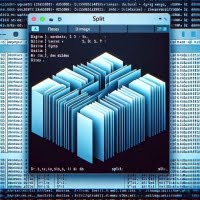 Digital image of Linux terminal using split command focusing on dividing files into smaller parts for easier management