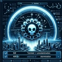 Graphic of Linux interface using kill command focusing on process termination and task management