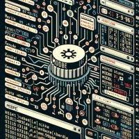 Graphic of Linux terminal using modprobe command focusing on kernel module management and system control