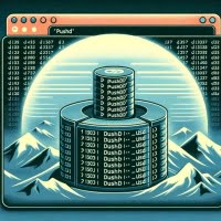 Graphic of Linux terminal with pushd command emphasizing directory stacking and navigation control