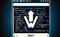 Illustration of a Linux terminal using the wget command for downloading files from the internet