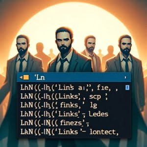 Image demonstrating the ln command in a Linux interface focusing on creating links and file shortcuts