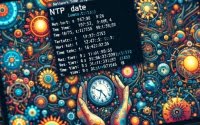 Image of Linux terminal with ntpdate command focusing on network time synchronization and system clock adjustment