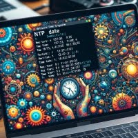 Image of Linux terminal with ntpdate command focusing on network time synchronization and system clock adjustment