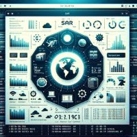 Image of Linux terminal with sar command focusing on system performance monitoring and resource analysis