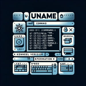 Images depicting Linux screen showcasing uname command emphasizing system information and kernel version display