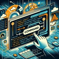 Linux terminal demonstrating command accentuated with command line interface symbols and bypass route icons