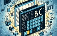 Linux terminal showing the bc command for calculator operations with mathematical symbols and calculation icons