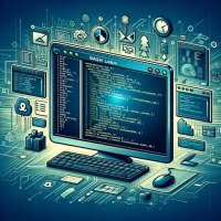 Linux terminal using the Bash shell shown with script execution symbols and command line interface icons