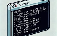Visual representation of a Linux terminal employing the unzip command for extracting files from ZIP archives