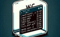 Visual representation of a Linux terminal employing the wc command to count words lines and characters