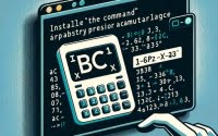 Digital illustration of a Linux terminal depicting the installation of the bc command an arbitrary precision calculator language
