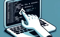 Digital illustration of a Linux terminal depicting the installation of the cp command for copying files and directories