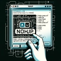 Graphic representation showing the installation of the nohup command used for running commands that keep running in the background after logout