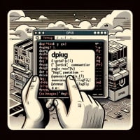 Illustration of a Linux terminal displaying the installation of the dpkg command a package manager for Debian-based systems