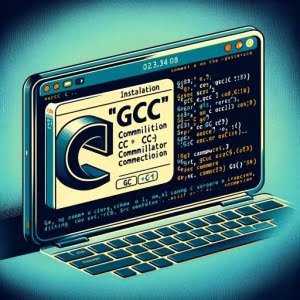 Illustration of a Linux terminal displaying the installation of the gcc command the GNU Compiler Collection for C