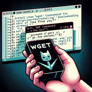 Image of a Linux terminal illustrating the installation of the wget command commonly used for retrieving files or data