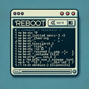 Linux terminal showing the installation of reboot a command for system restarting