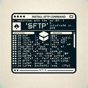 Linux terminal showing the installation of sftp a command for Secure File Transfer Protocol