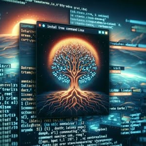 Linux terminal showing the installation of tree a command for displaying directory trees