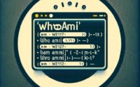 Linux terminal showing the installation of whoami a command for displaying the current user