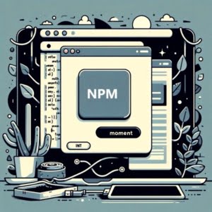 Digital command line interface showing npm install moment