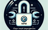 Graphic showing npm clean install process in terminal