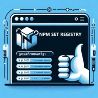 Illustration showing npm set registry command in terminal