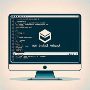 Terminal screen illustrating npm install webpack command