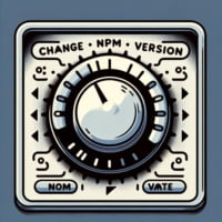 Graphic of a version dial on a software interface representing the change npm version command