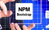 Image depicting the npm bootstrap command through visual metaphors of construction and style sheets