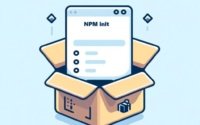 Simple illustration of a package box with a setup label symbolizing the npm init command