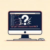 Broken command line on a Mac screen with a question mark representing the apt-get command not found mac error